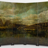 Screen by Bernard Cuenin with lacquered landscape, circa 1970