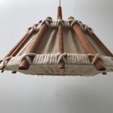 Hanging lamp in linen wood and wool