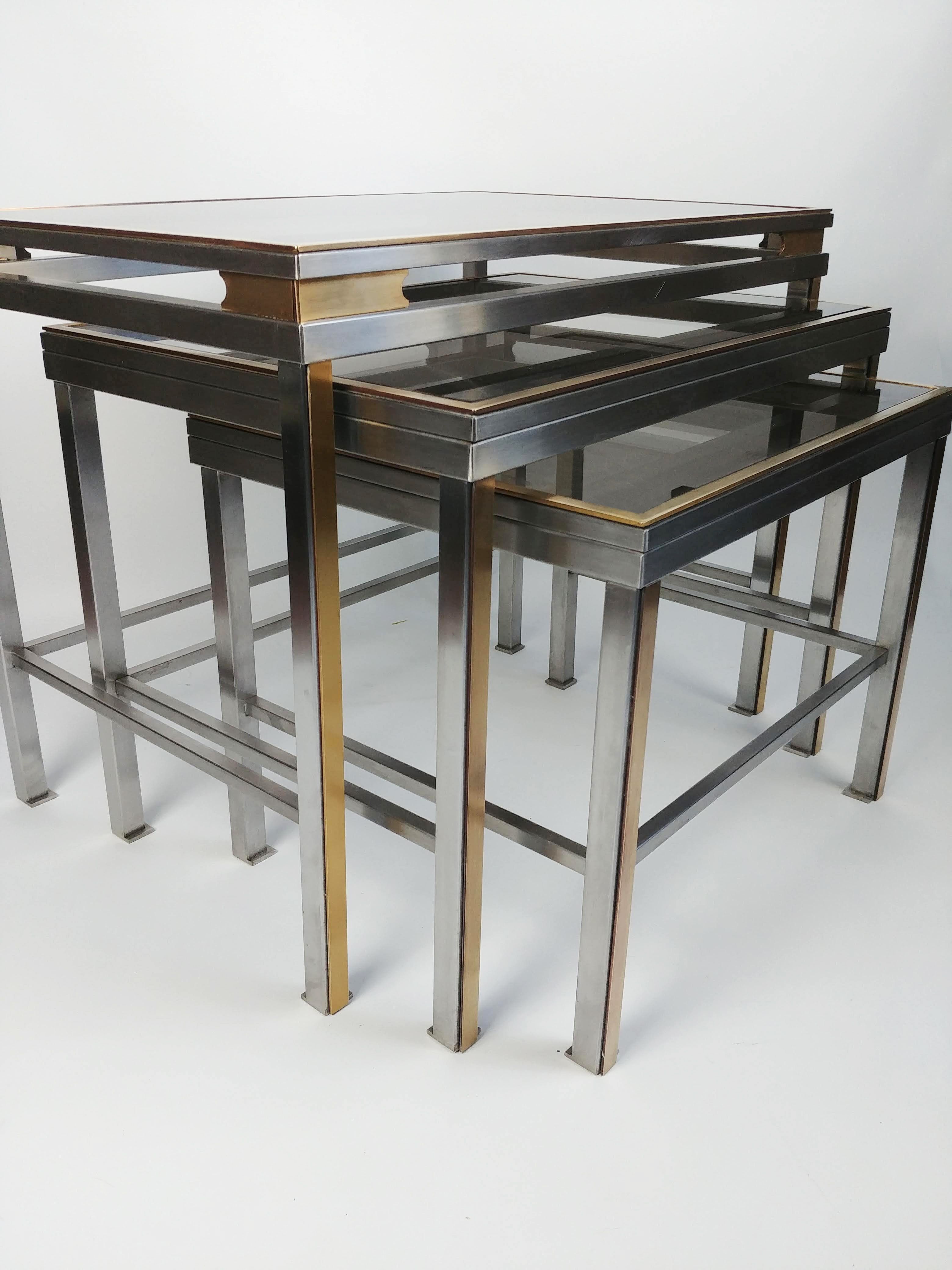Guy Lefèvre for Maison Jansen, suite of 3 nesting tables, 1970s