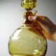 Vintage/antique Czech Amber Chiseled Blown Glass Decanter