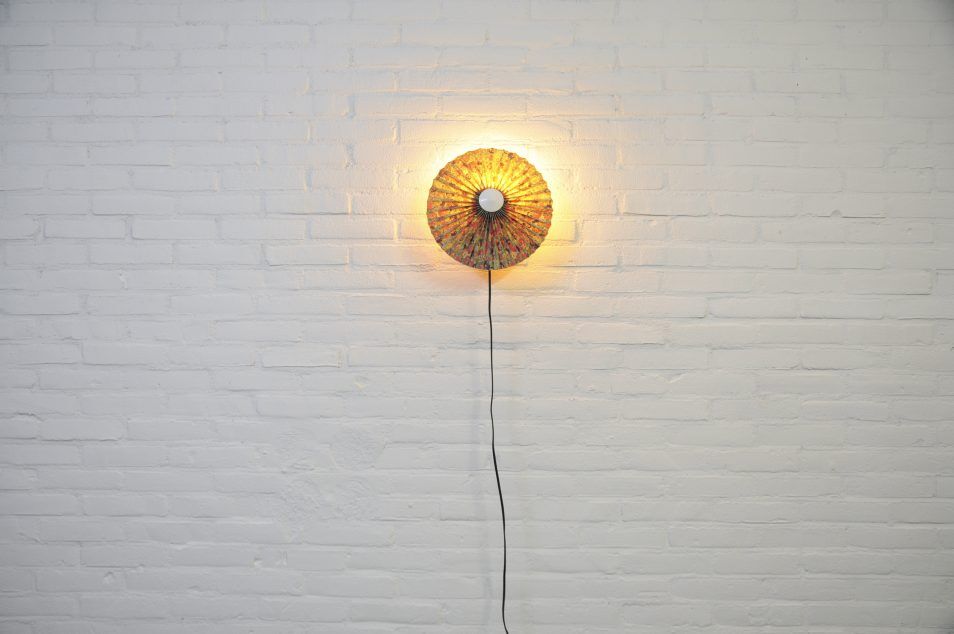 Vintage wall lamp in pleated fabric
