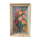 Bouquet of flowers oil on wood