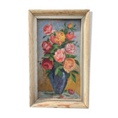 Bouquet of flowers oil on wood