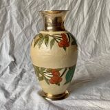 Vintage brass vase with cloisonné enamel floral decoration