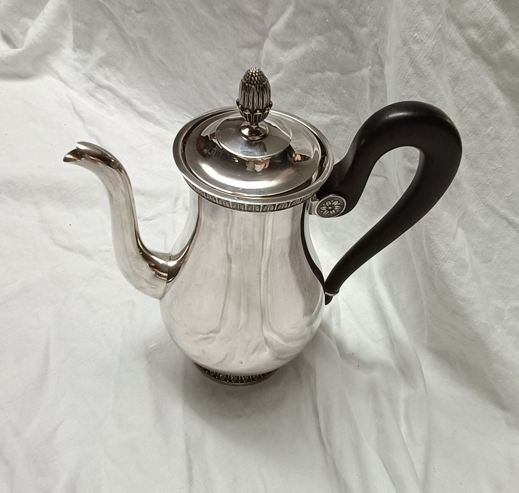 tea and coffee set 5 pieces in silver metal Gallia for Christofle model "Malmaison"