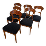 Biedermeier Shovel Chairs in Walnut, Roots Veneer, South Germany, 1845, Set of 6