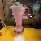 Opaline vase pink and white marquise
