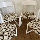 4 Chaises Baumann traineau blanches entièrement restaurées