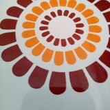 Set of decorative tiles from the 70s, orange pop flowers