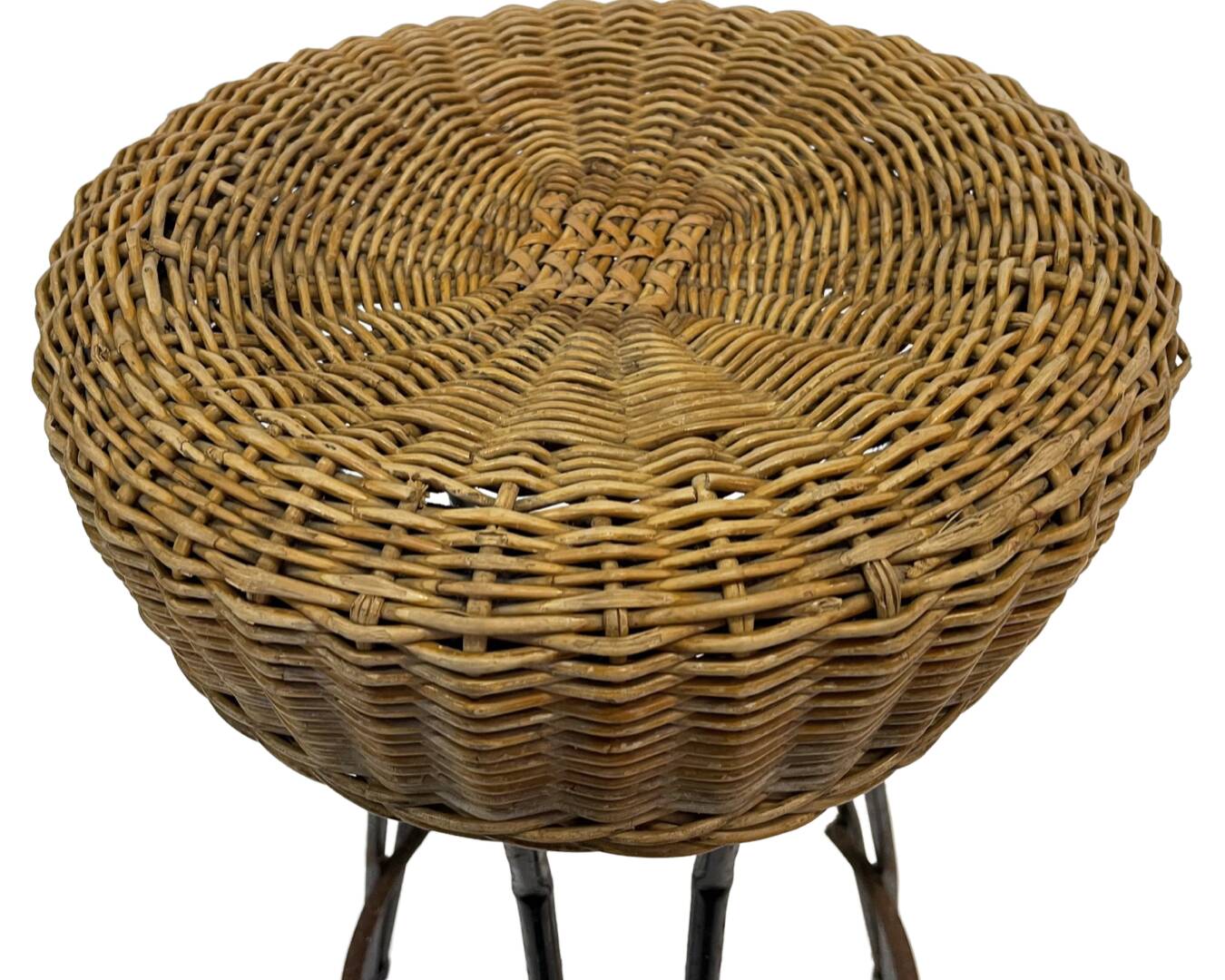 Vintage Stool Rattan Rohe Noordwolde Netherlands 1960s Design
