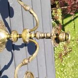 Chandelier 3 arms bronze old gold patinated