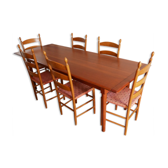 Table set with solid wood "shaker" style chairs, Roche Bobois
