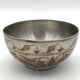 Antique ISLAMIC BOWL in tinned BRASS with engraved decoration and colored patterns