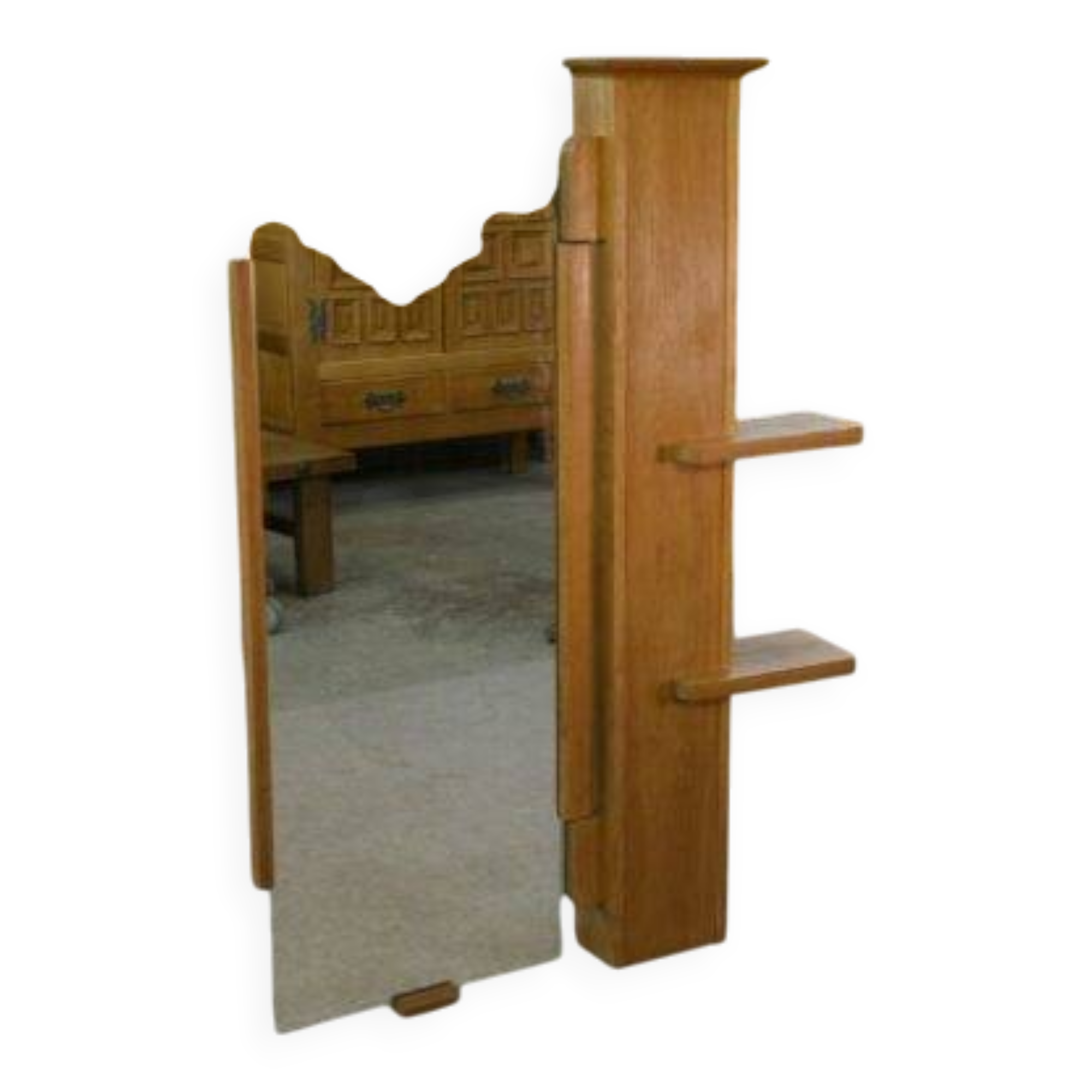 Wall shelf with adjustable mirror by Guillerme et Chambron for Votre Maison 1960's