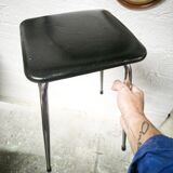 Stool chrome and black skaï