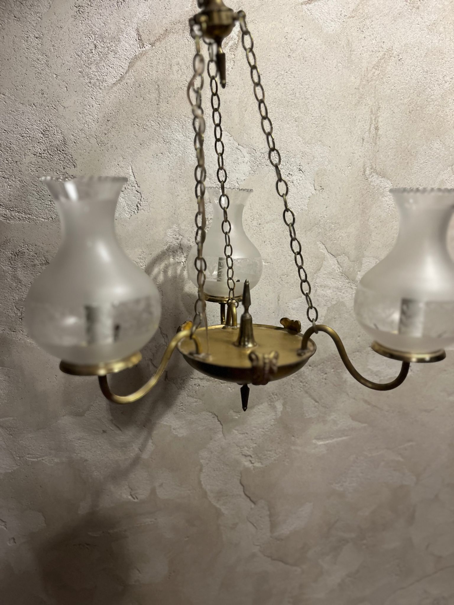 Chandelier with 3 arms in brass 1950/60