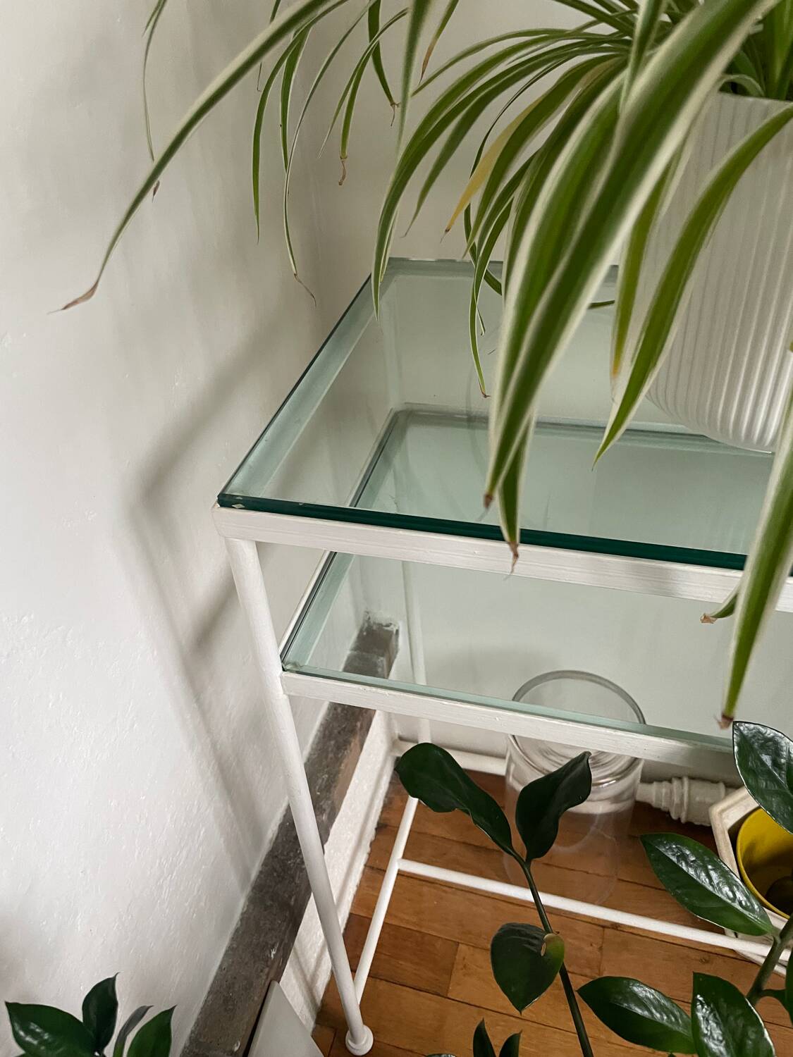 Cinna glass and wrought iron console