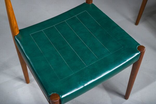 Chaises de salle à manger en similicuir vert botanique, années 1970, lot de 4
