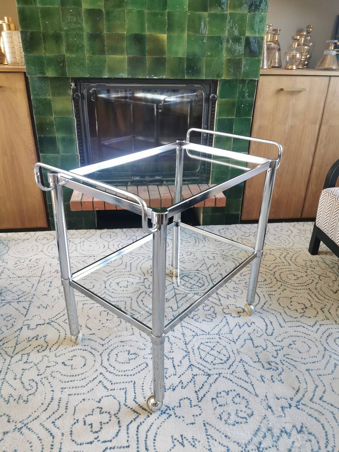 Convertible vintage rolling serving cart