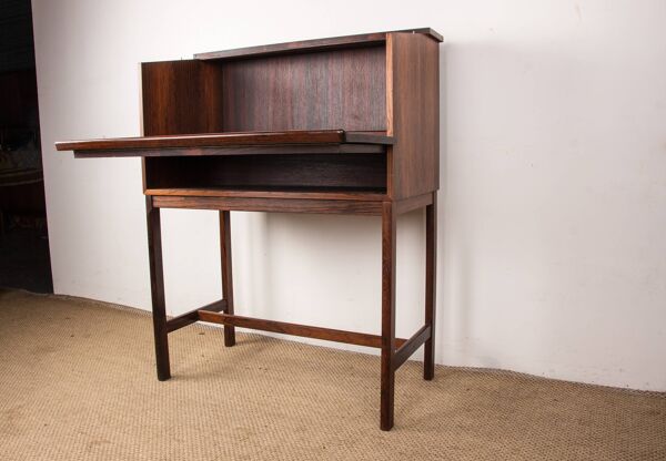 Scriban faisant bar et secrétaire en Palissandre et Formica par Hans Olsen pour C.S Mobler 1960.