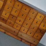 Grande apothicairerie / meuble d'école industrielle néerlandaise en hêtre, milieu du 20e siècle