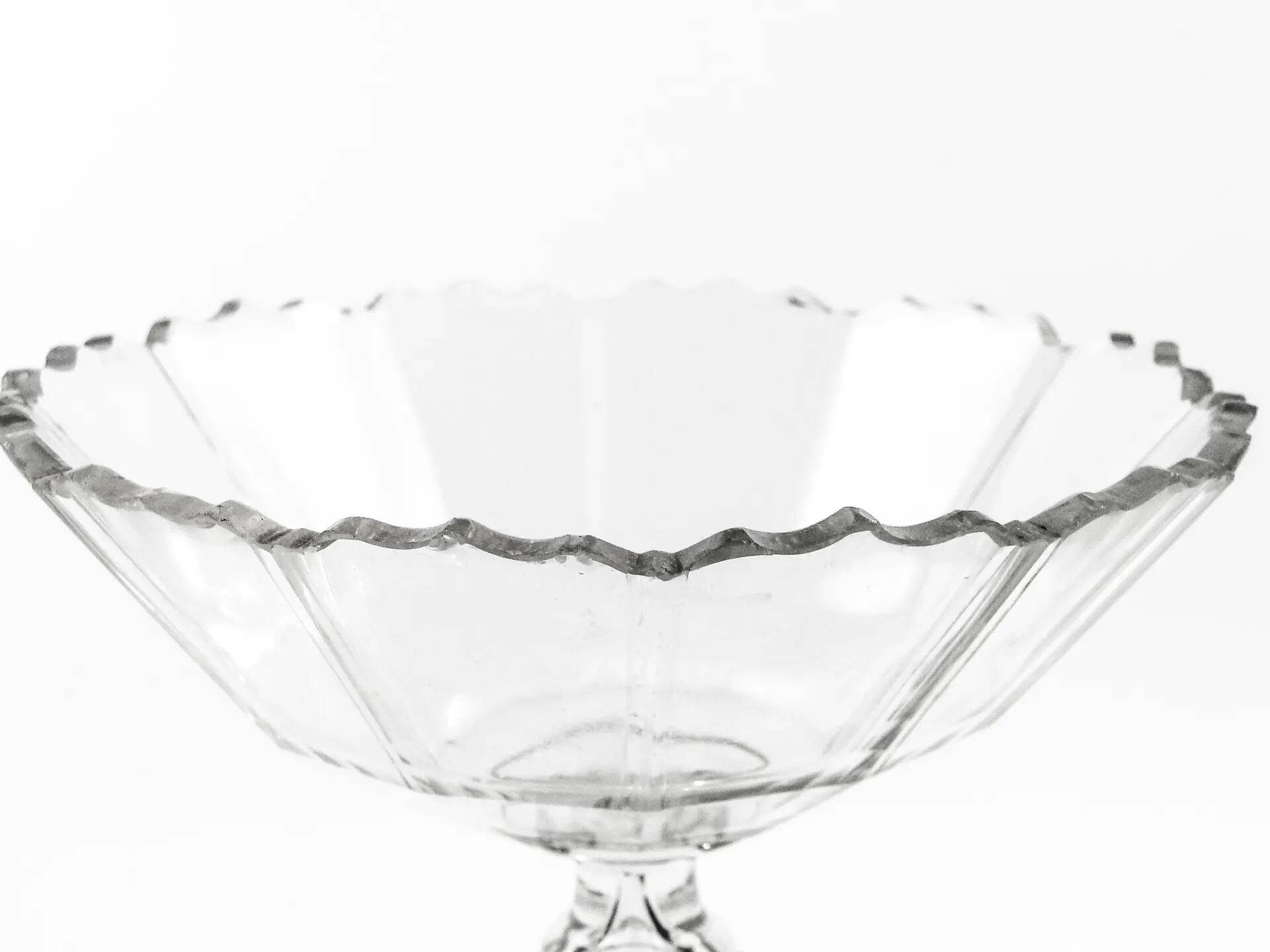 Biedermeier fruit bowl, transparent crystal, Czechia, 19th century