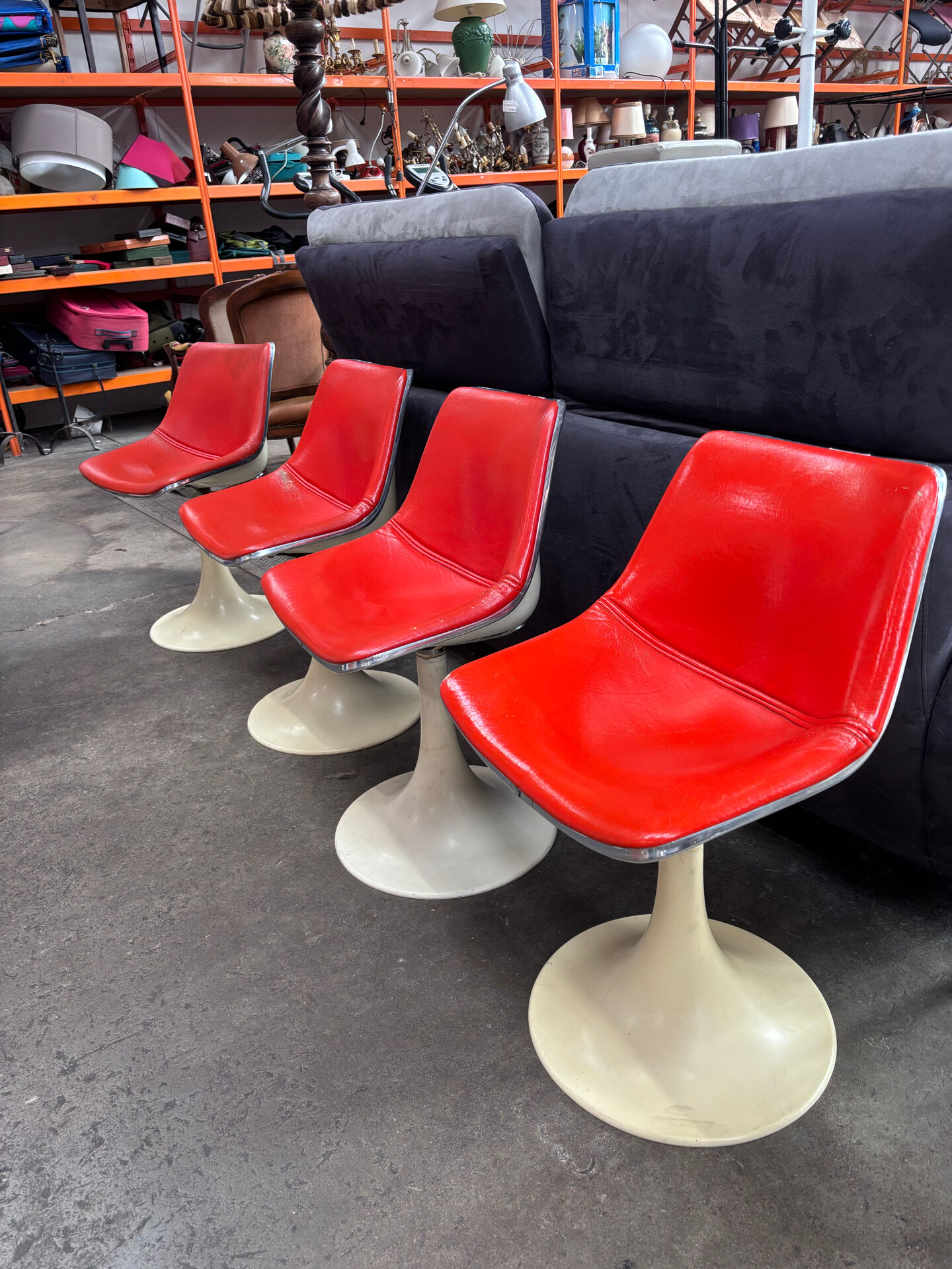 Tulip leg armchairs