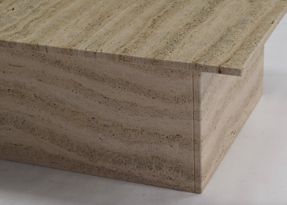 Square travertine coffee table, Italy 1970
