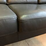 Black 3 seat leather sofa, Denmark 80/90