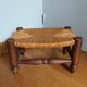 Footrest low stool wood and straw