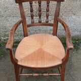 Pair of antique straw-seated armchairs