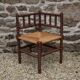 French antique turned wooden bobbin chair with rush seat 4156