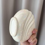 Paire de vases vintage en céramique blanche irisée