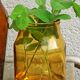 Trio amber vintage vase jar and bubbled glass