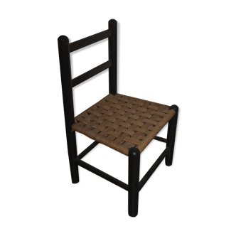 Chaise scandinave en bois et corde des années 60