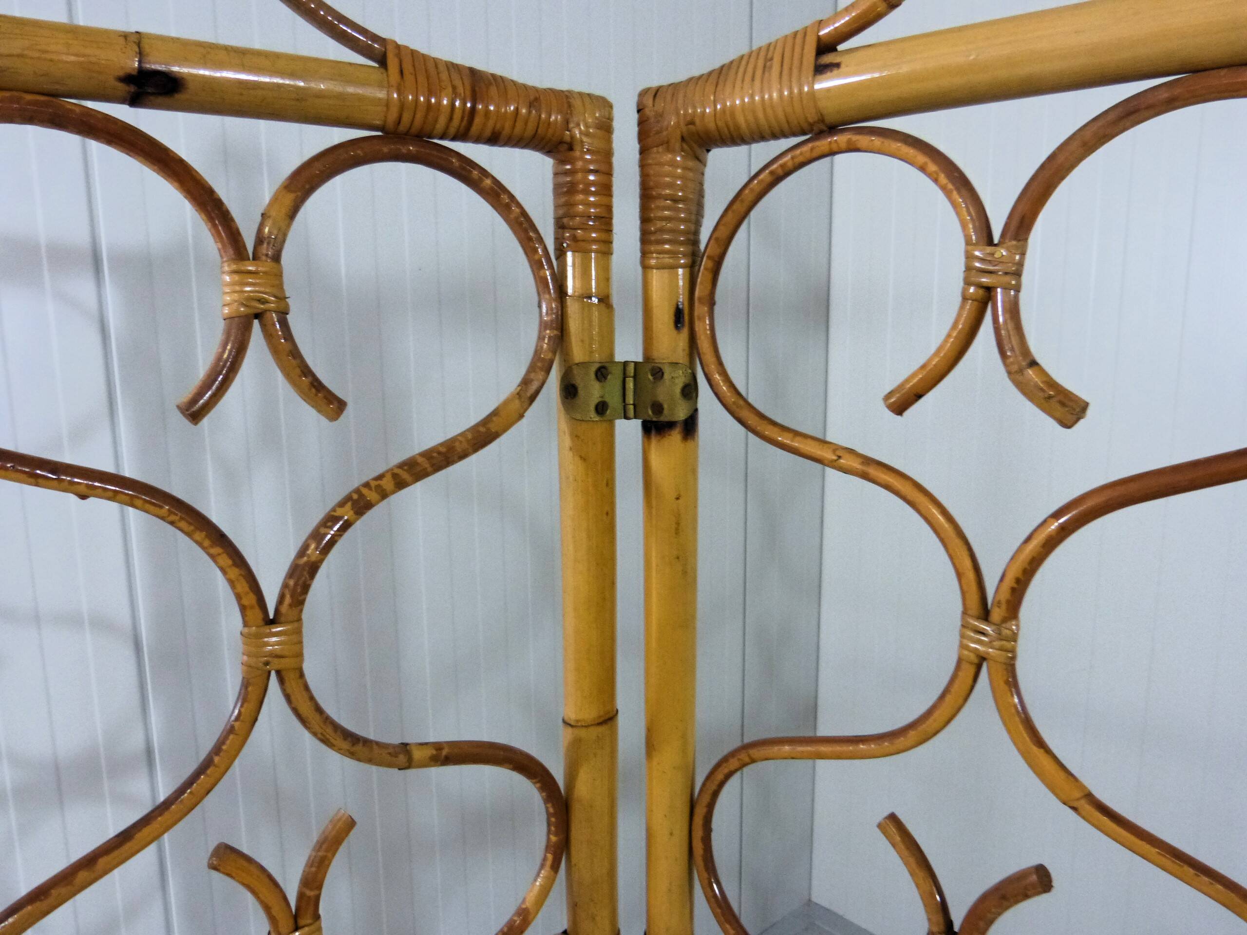 Rattan roomdivider folding screen Italy 1960’s