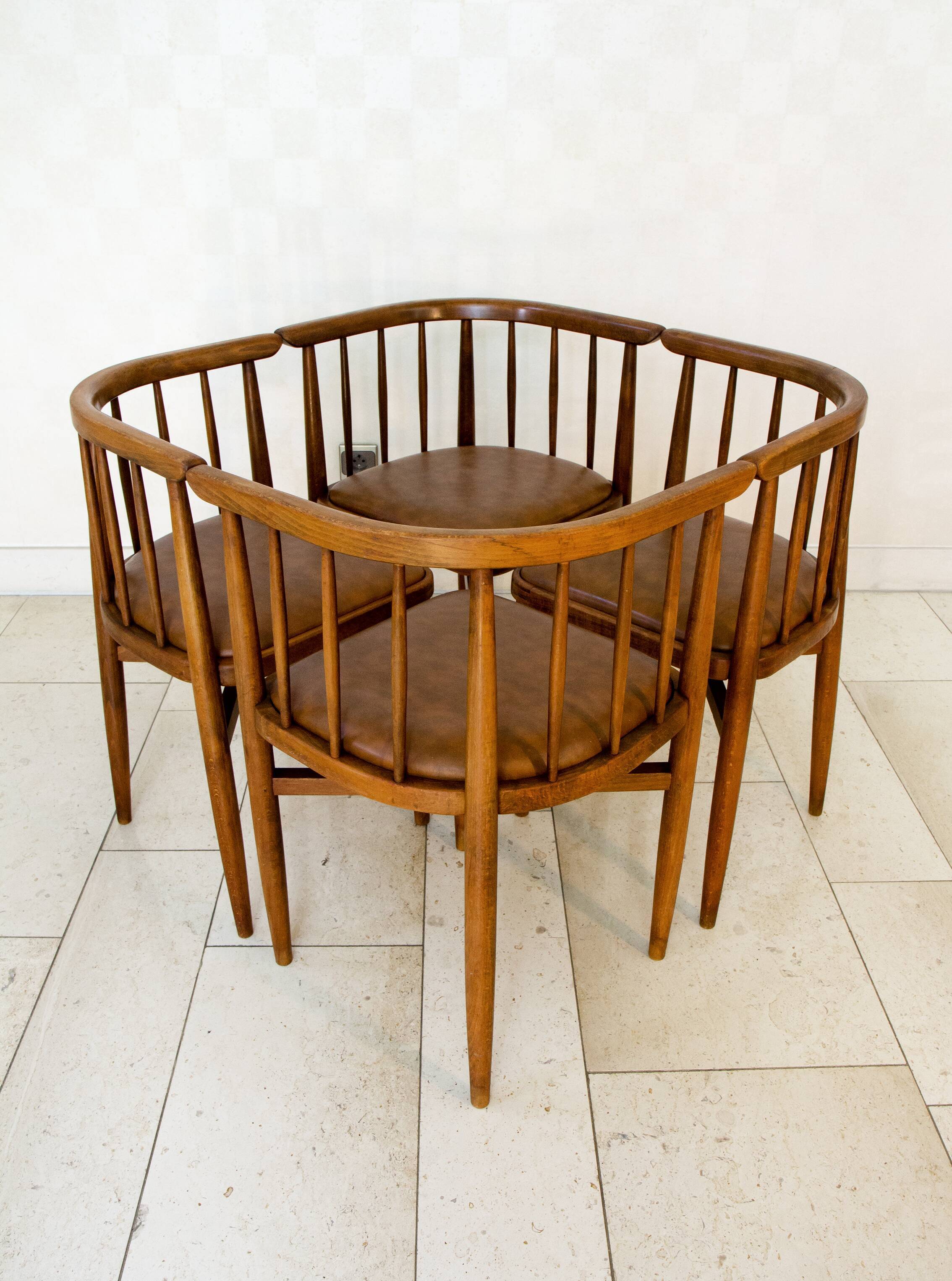 Series of 4 chairs Thonet 1960