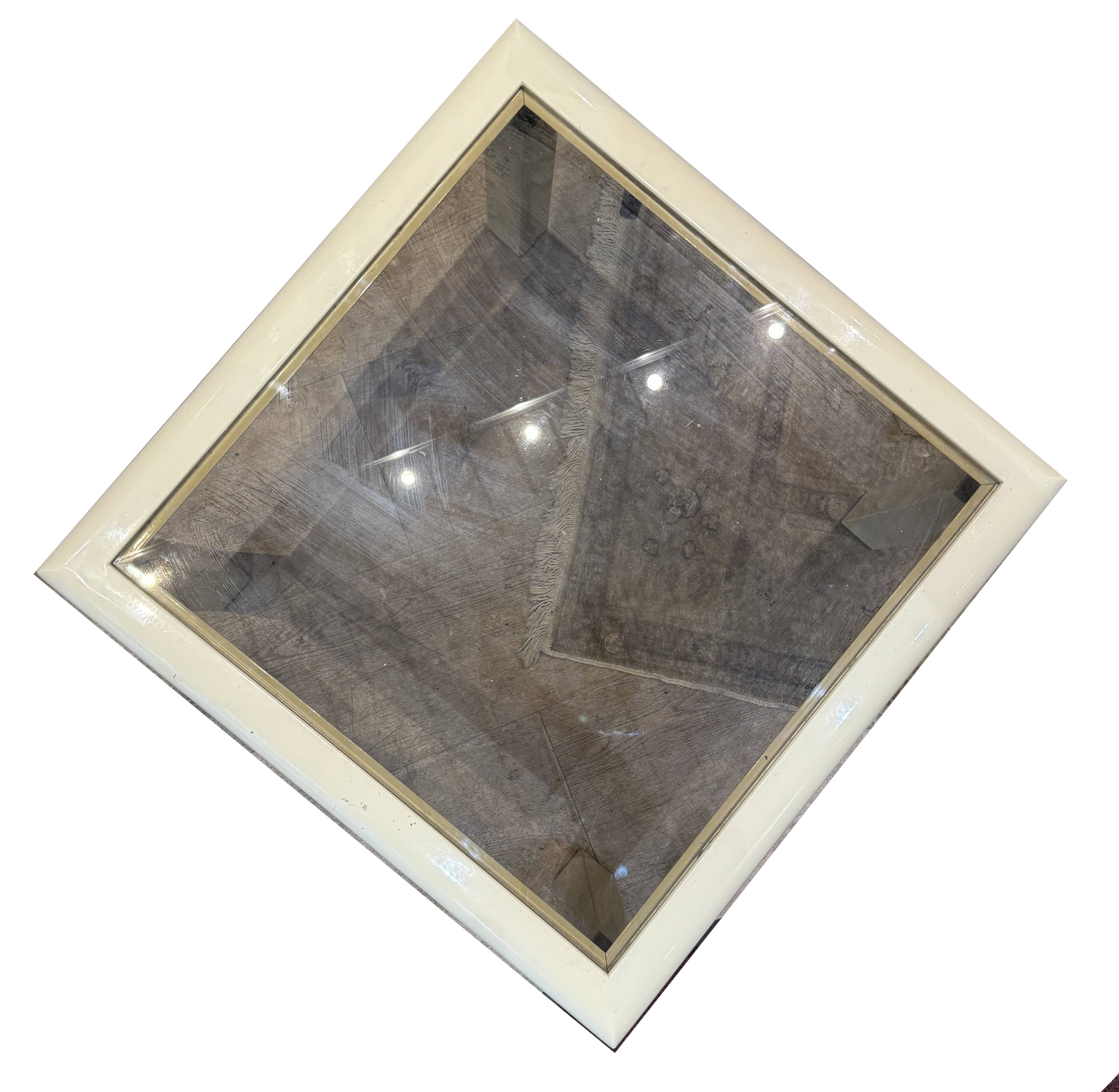 Lacquered metal pedestal table from the 70s