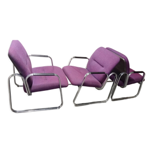 Trio fauteuils modernistes tubulaires