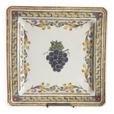 Vintage italian wall decorative plate tiffany yellow grape 30x30cm