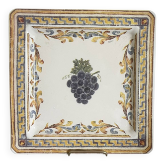Vintage italian wall decorative plate tiffany yellow grape 30x30cm