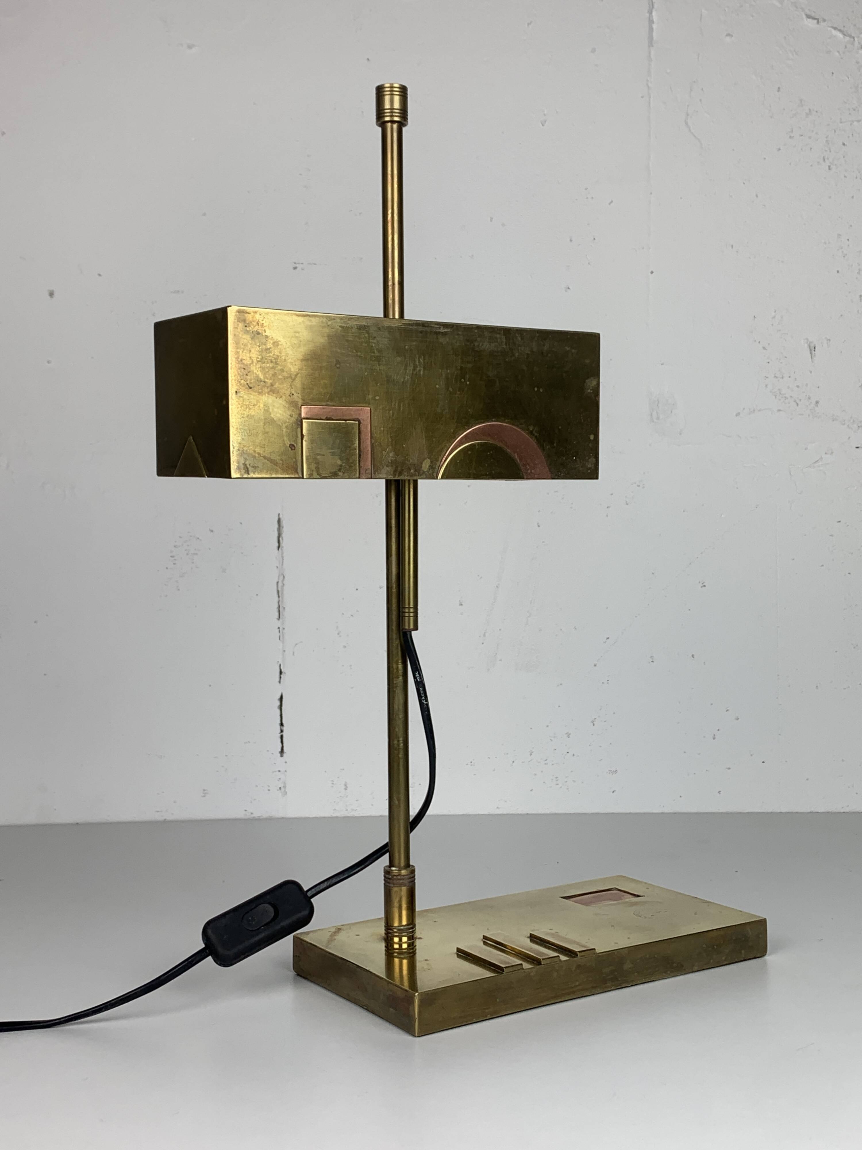Brass Bauhaus Art Deco architectural Marcel Breuer style desk or table lamp