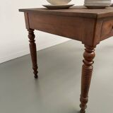 Walnut and pine drapery farmhouse table