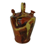 Gargoulette antique en poterie à glaçure jaspé, catalane