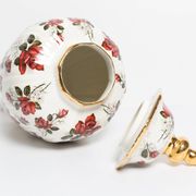Large hand-painted ceramic vase with roses, sweet box, 20th century, Belgium, 1960s.