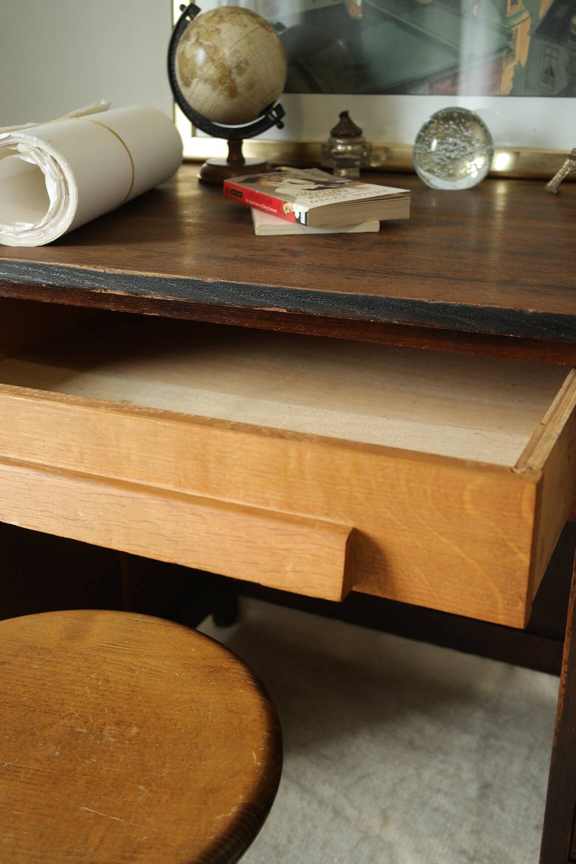 Vintage oak pedestal desk