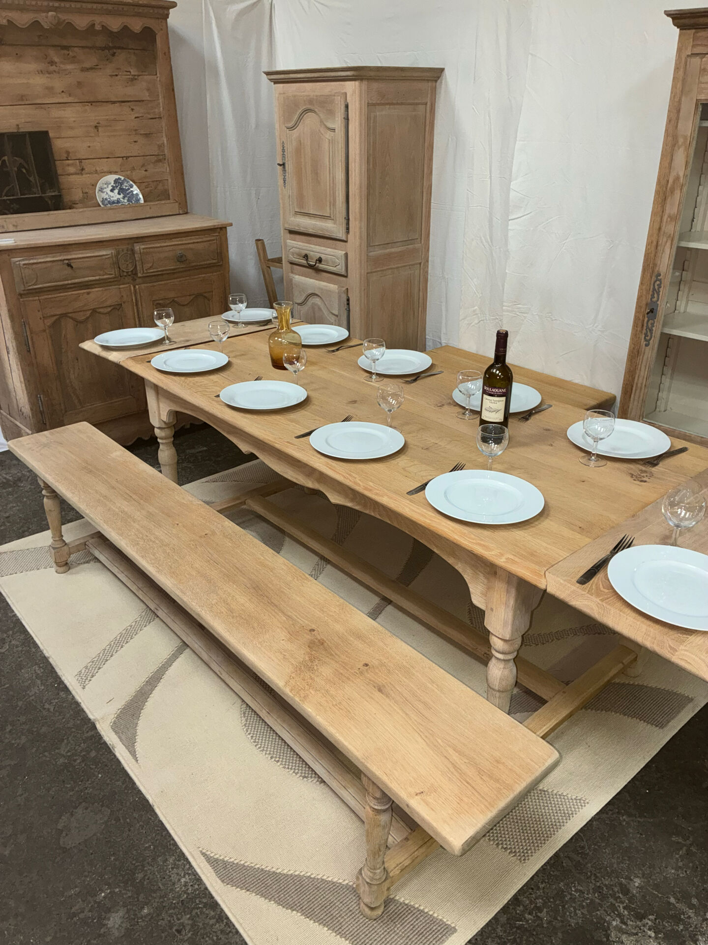 Table de ferme en chêne massif avec rallonges