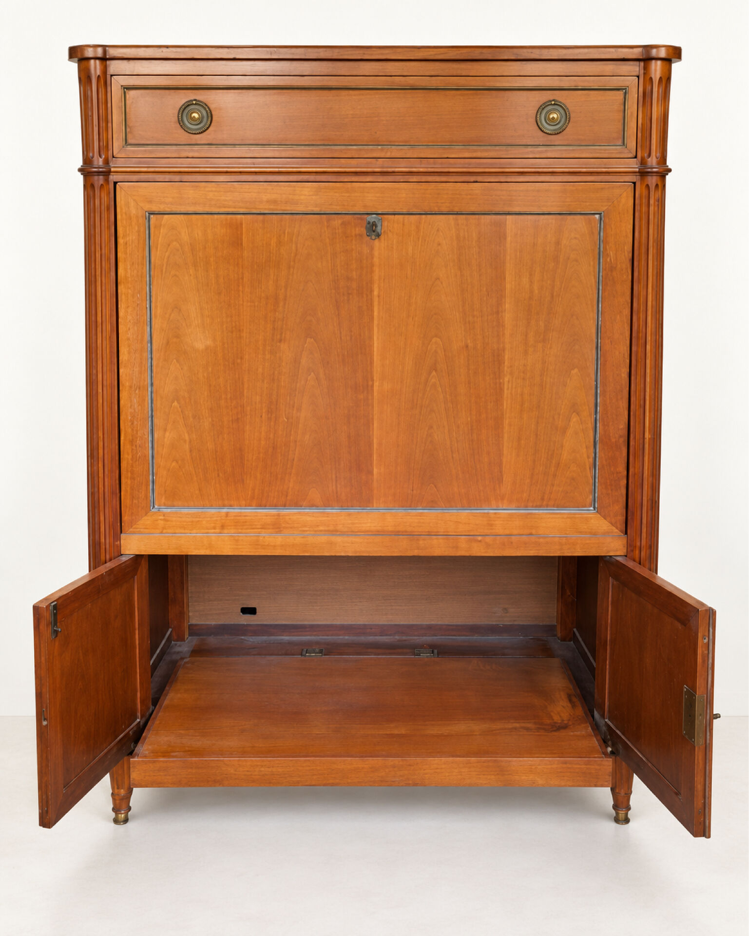 Solid wood bar cabinet, Louis XVI style – mirror and shelf
