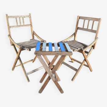 Folding chair - picnic set - two small folding chairs and a small table.