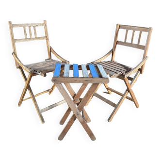 Folding chair - picnic set - two small folding chairs and a small table.